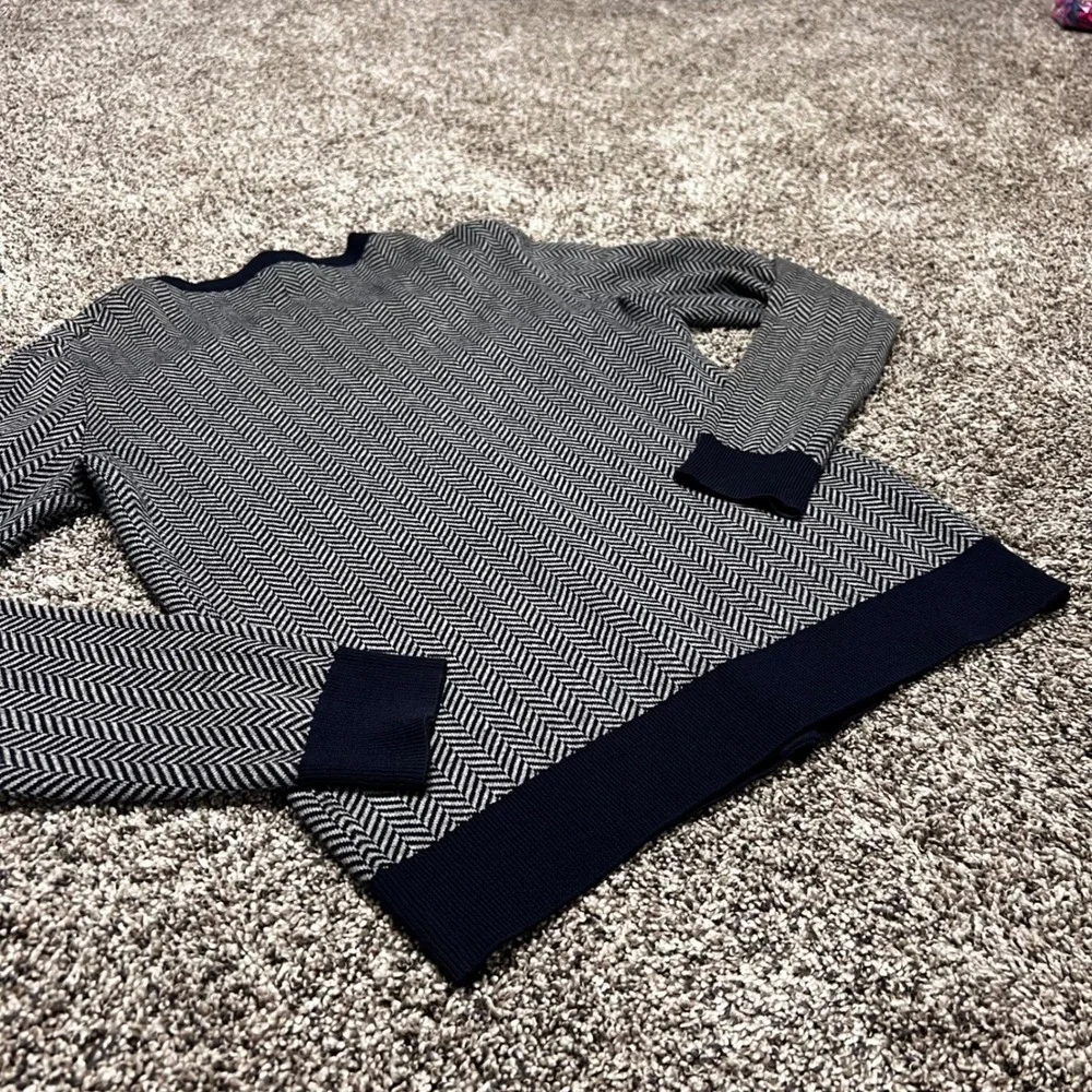 Tommy‎ Hilfiger Womens Pima Cotton Herringbone Cardigan Navy Blue Small